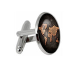 2 STK Manschettenknöpfe mit Weltkartenmuster Antike Retro Bronze Manschettenknöpfe, Silber, Bronze, Schwarz