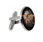 2 STK Manschettenknöpfe mit Weltkartenmuster Antike Retro Bronze Manschettenknöpfe, Silber, Bronze, Schwarz