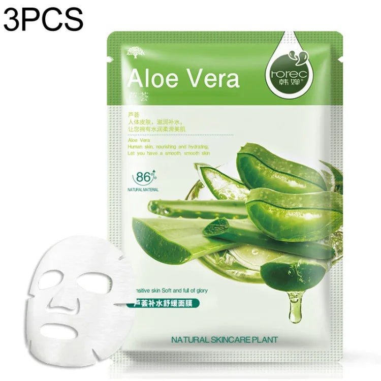 3er-Pack Hautpflege-Gesichtsmasken mit Pflanzenextrakten: Feuchtigkeitsspendend, ölregulierend, Mitesserentferner, Gesichtsmaske, Blaubeere, Aloe Vera, Olive, Honig, Granatapfel, Gurke