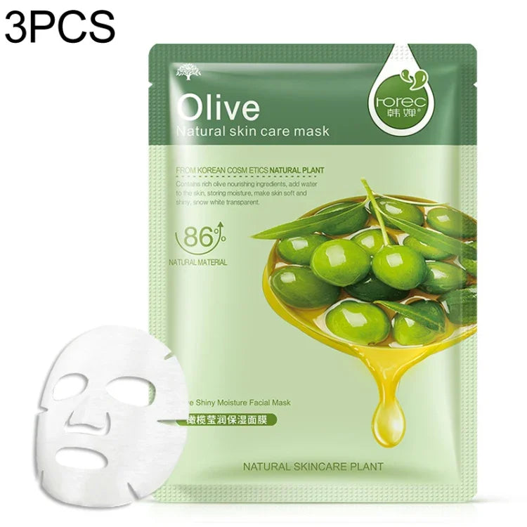 3er-Pack Hautpflege-Gesichtsmasken mit Pflanzenextrakten: Feuchtigkeitsspendend, ölregulierend, Mitesserentferner, Gesichtsmaske, Blaubeere, Aloe Vera, Olive, Honig, Granatapfel, Gurke