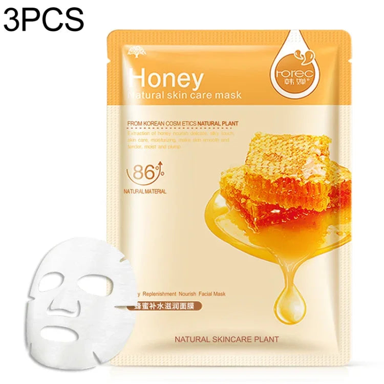 3er-Pack Hautpflege-Gesichtsmasken mit Pflanzenextrakten: Feuchtigkeitsspendend, ölregulierend, Mitesserentferner, Gesichtsmaske, Blaubeere, Aloe Vera, Olive, Honig, Granatapfel, Gurke