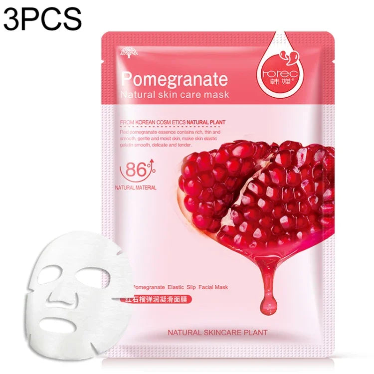 3er-Pack Hautpflege-Gesichtsmasken mit Pflanzenextrakten: Feuchtigkeitsspendend, ölregulierend, Mitesserentferner, Gesichtsmaske, Blaubeere, Aloe Vera, Olive, Honig, Granatapfel, Gurke