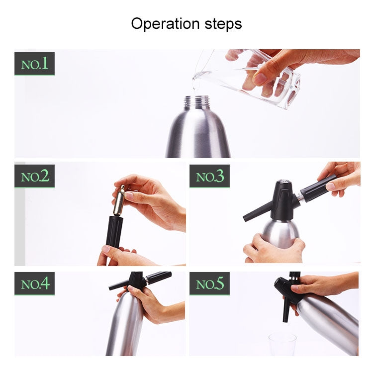 Manueller Soda Siphon CO2-Spender Wasserblasen-Generator Kühles Getränk Cocktail-Soda-Maschine Aluminium Bar DIY Soda Maker, Kapazität: 1L