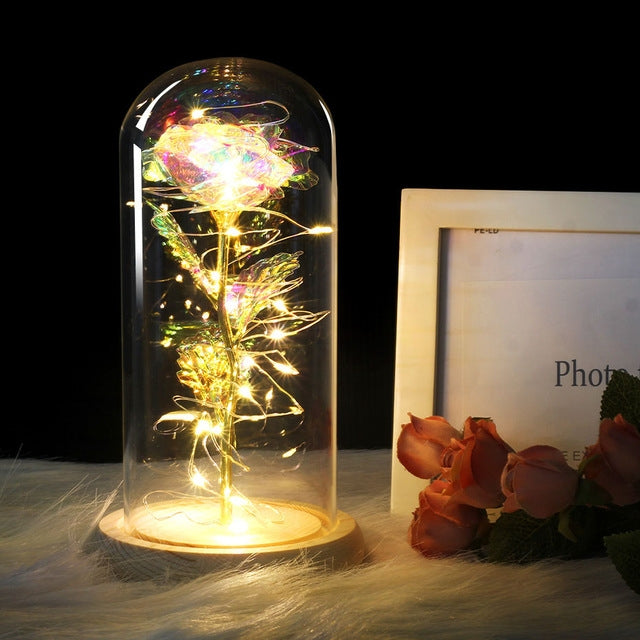 Simulierte Rosenlichter Glasabdeckung Dekorationen Handwerk Valentinstagsgeschenke