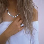 Vintage Silver Big Stone Ring for Women Fashion Bohemian Boho Jewelry, 10, 11, 5, 6, 7, 8, 9