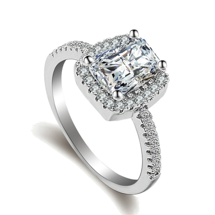 Modischer großer kubischer Kristall Silber Zirkon Ring Hochzeits Schmuck Party Geschenk, 5, 6, 7, 8, 9, 10