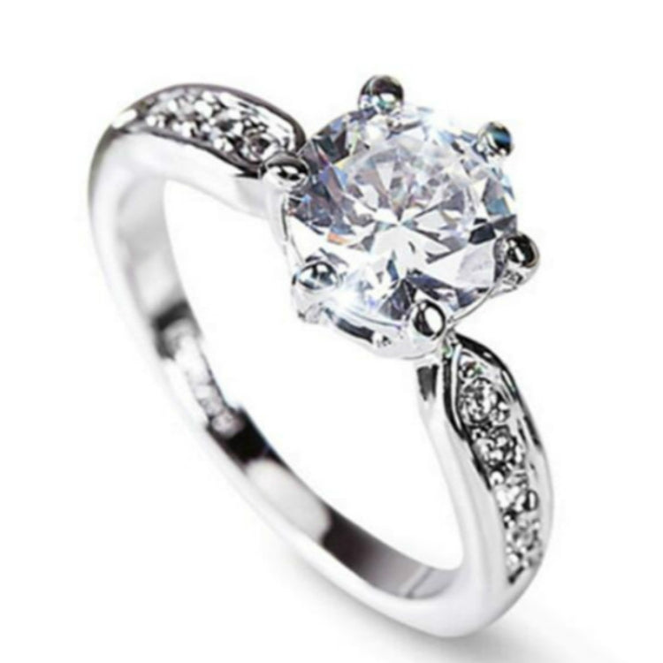 Damen klassischer Kristall Sechs-Krallen Diamantring Ehering, 5, 10, 7, 8, 9, 6
