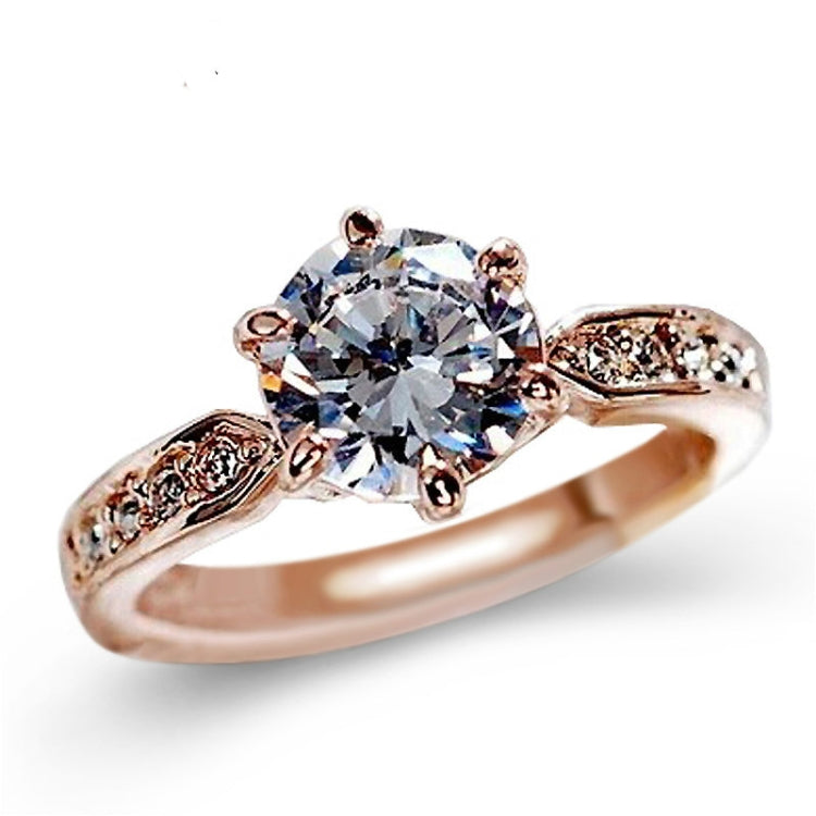 Damen klassischer Kristall Sechs-Krallen Diamantring Ehering, 5, 10, 7, 8, 9, 6