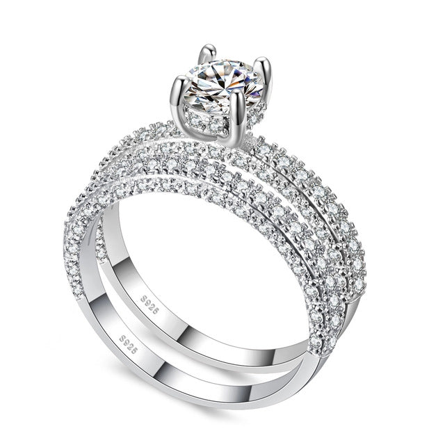 Doppelreihiger Damenmode Cubic-Zirkonia Hochzeits- und Verlobungsring, 6, 7, 8, 9, 10