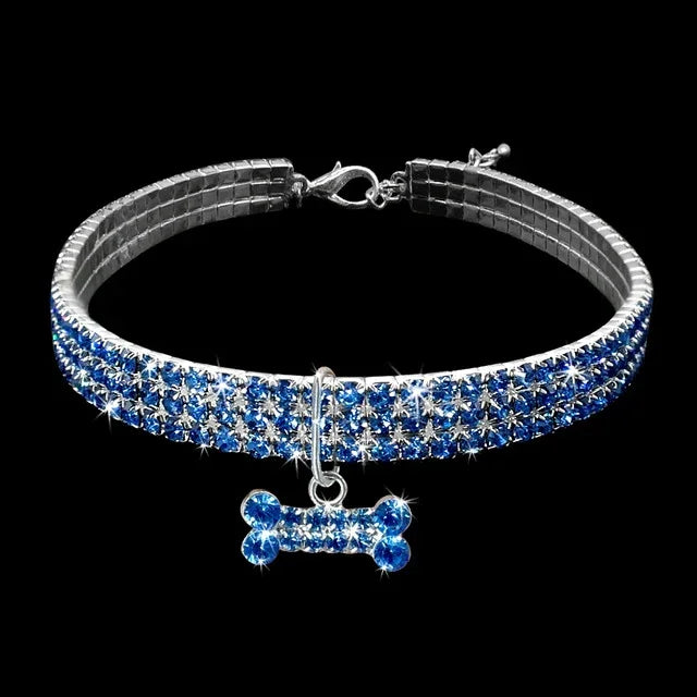 Glitzerndes Strass-Hundehalsband mit Leine für Welpen, Chihuahuas und andere kleine Hunde, Größen L, M, S