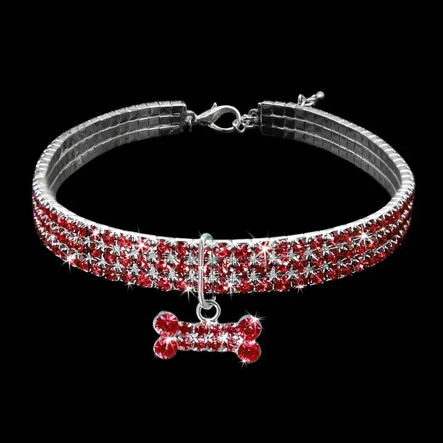 Glitzerndes Strass-Hundehalsband mit Leine für Welpen, Chihuahuas und andere kleine Hunde, Größen L, M, S
