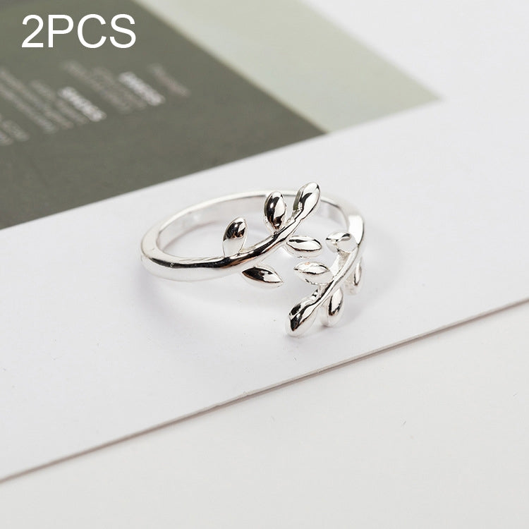 2 Stück Charms Tolive Baumzweig Blätter Verstellbarer Offener Ring für Damen