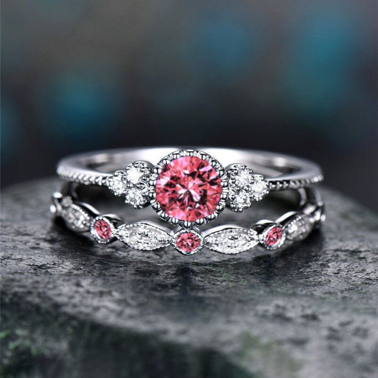 2 Stück/Set Damenmode Zirkon Edelstein Ring, 5, 6, 7, 8, 9, 10