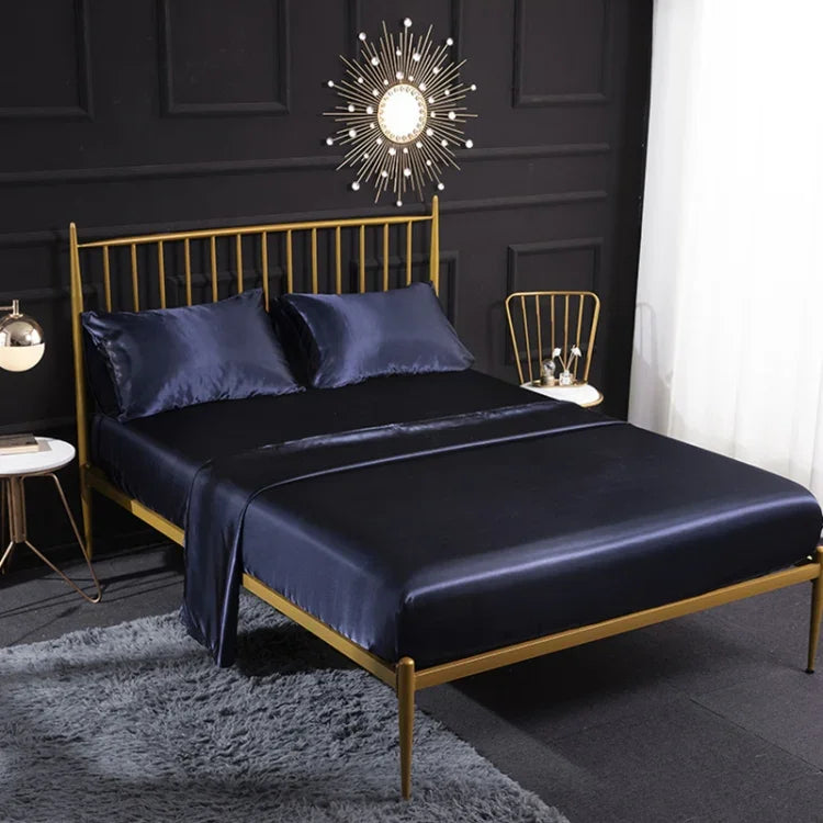 Heim Ice Silk Simulation Seide Vierteiliges Kissenbezug-Spannbettlaken-Set, US-Full/UK-D:138x190x35cm, US-Queen/UK-K:153x203x35cm, US-King:198x203x35cm, UK-SK:180x200x35cm, US-King: 198x203x35cm