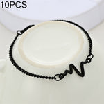 10 Stück Schlichtes Persönlichkeitsarmband Ecg Figur Blitz Armband Paar Herzfrequenz Armband, Schwarz, Gold, Silber