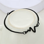 10 Stück Schlichtes Persönlichkeitsarmband Ecg Figur Blitz Armband Paar Herzfrequenz Armband, Schwarz, Gold, Silber