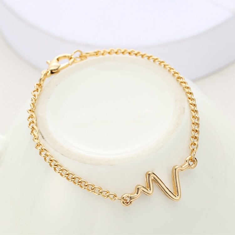 10 Stück Schlichtes Persönlichkeitsarmband Ecg Figur Blitz Armband Paar Herzfrequenz Armband, Schwarz, Gold, Silber