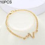 10 Stück Schlichtes Persönlichkeitsarmband Ecg Figur Blitz Armband Paar Herzfrequenz Armband, Schwarz, Gold, Silber