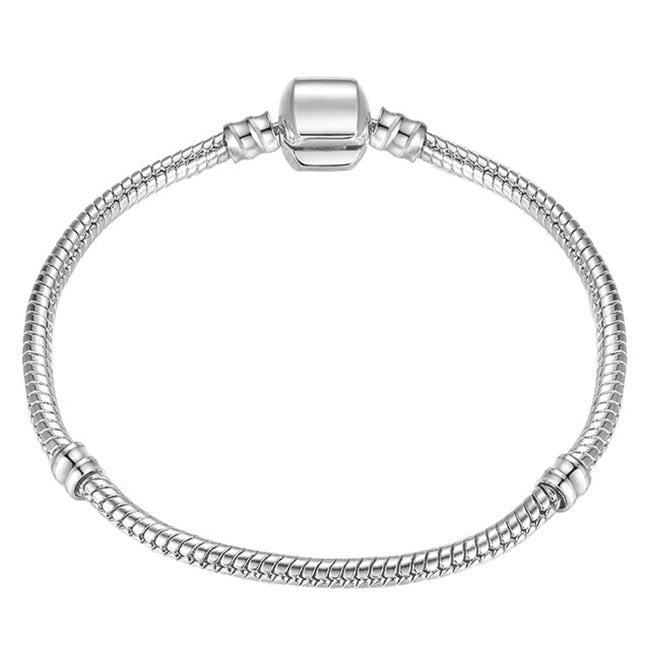 17-21cm Silber Schlangenkette Gliederarmband Passend für Europäische Charm Pandora Armband, 20cm, 21cm, 19cm, 18cm