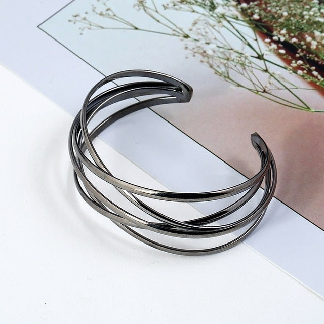 Armreife für Damen Mädchen Modische Armreif Armbänder, Gold, Silber, Gun Black, Rosarot, Bunt