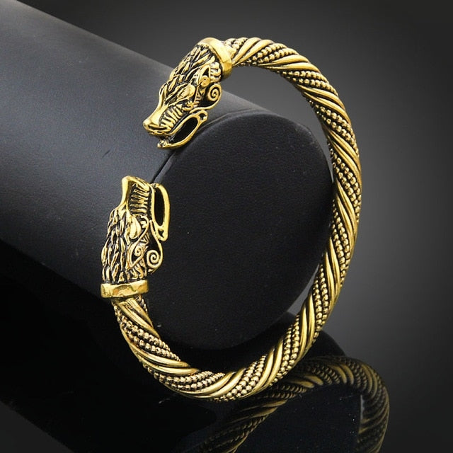 Herren Armband Manschette Wolfskopf Wikinger Armreif Schmuck Mode-Accessoires