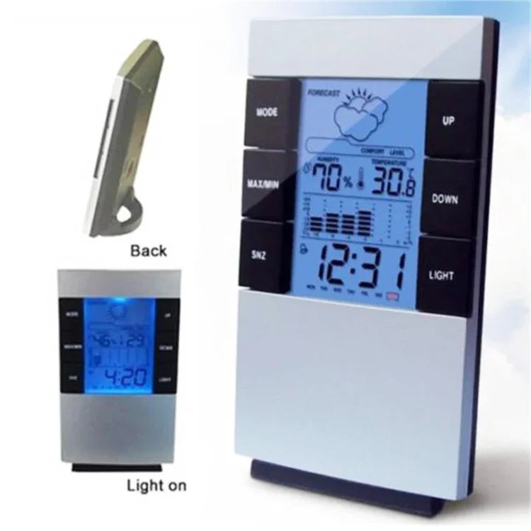Haushalts-Digital-LCD-Display-Hygrometer-Thermometer-Temperatur-Feuchtigkeitsmesser-Uhr-Alarm, Feuchtigkeitsmesser
