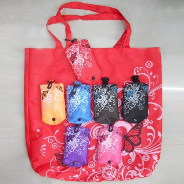 Foldable Shopping Bag Butterfly Flower Oxford Fabric Shoulder Bag Reusable Tote Bag, purple, coffee, red, rose red, purple red, sapphire blue, sky blue, orange, black