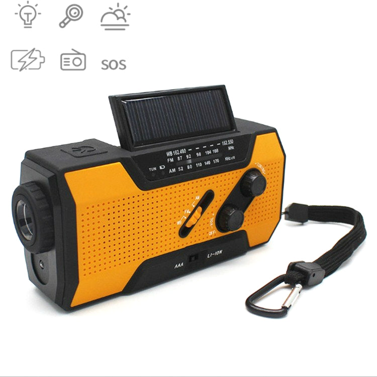 Multifunktionale Handkurbel Solar-LED-Taschenlampe Vollband FM Radio Schreibtischlampe Alarm, US-Version NOAA