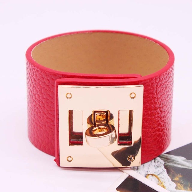 Punk Breite Lederarmbänder Armreifen für Damen Manschettenarmband, 1, 2, 5, 6