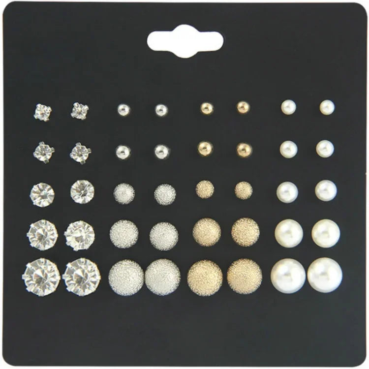 20 Paar / Packung Sechs-Kiefer-Zirkon-Ohrringe, Damenperlen-Diamant-Schmuck