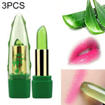 3 Stück PNF Aloe Vera Natürlicher Feuchtigkeitsspender Lippenstift Farbwechsel Lippenbalsam Magischer Rosa Lippenstift