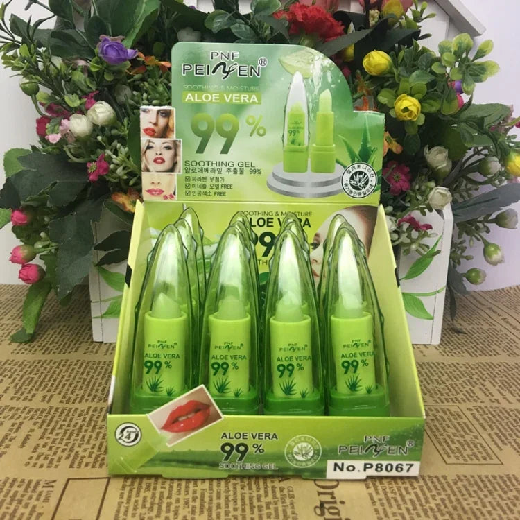 3 Stück PNF Aloe Vera Natürlicher Feuchtigkeitsspender Lippenstift Farbwechsel Lippenbalsam Magischer Rosa Lippenstift