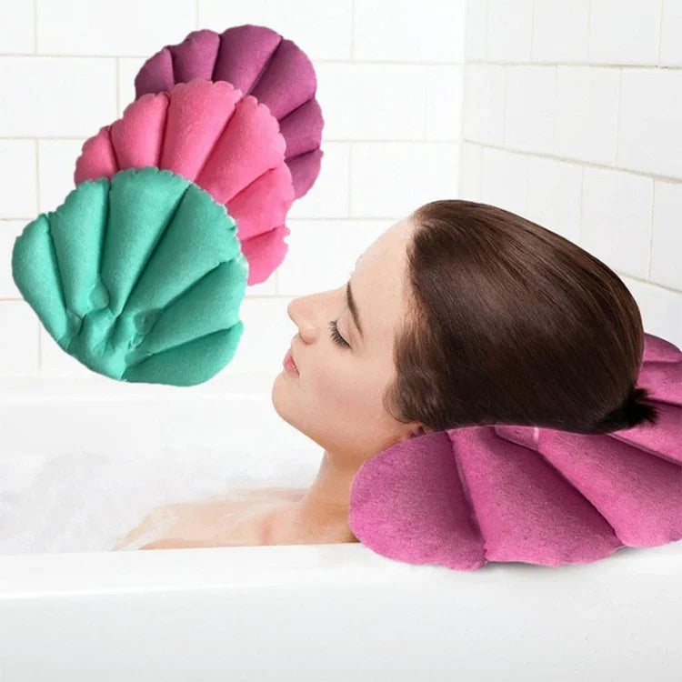 Muschelförmiges weiches Badewannenkissen, bequem für Zuhause und Spa, aufblasbares Badewannenkissen, Zufallslieferung der Farbe, aufblasbares Badewannenkissen für Spa
