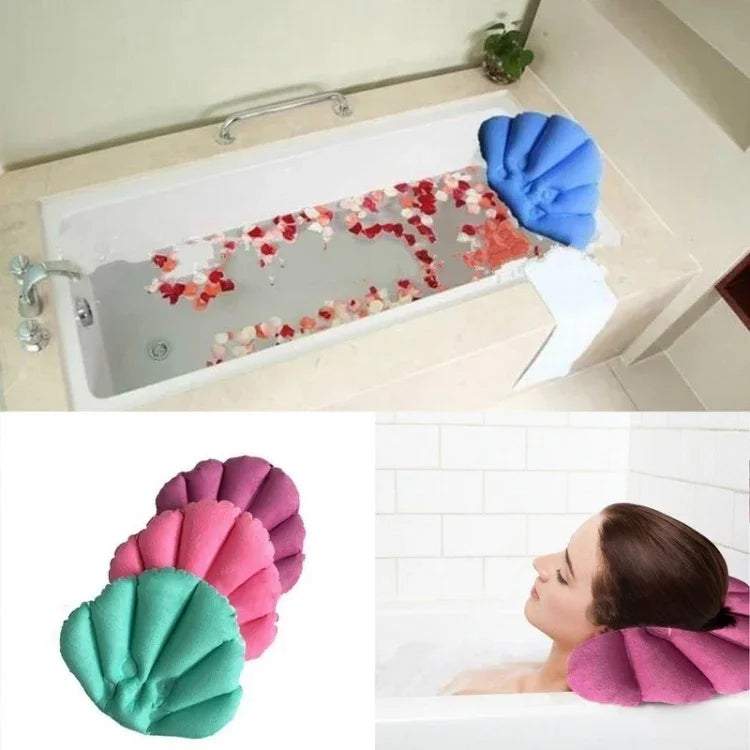 Muschelförmiges weiches Badewannenkissen, bequem für Zuhause und Spa, aufblasbares Badewannenkissen, Zufallslieferung der Farbe, aufblasbares Badewannenkissen für Spa
