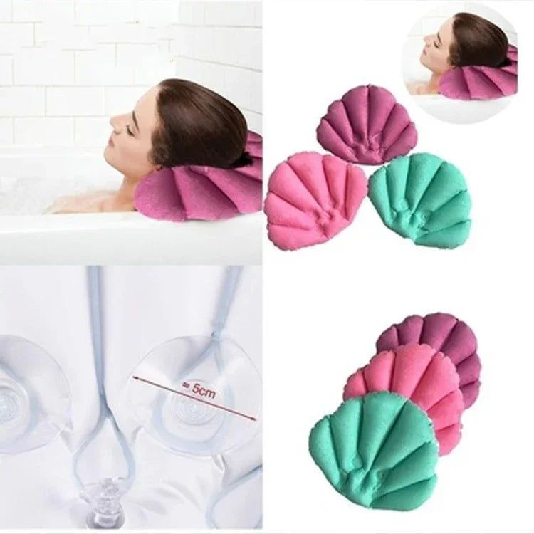 Muschelförmiges weiches Badewannenkissen, bequem für Zuhause und Spa, aufblasbares Badewannenkissen, Zufallslieferung der Farbe, aufblasbares Badewannenkissen für Spa
