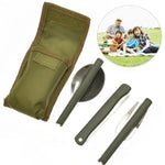 Tragbares Mini-Besteckset, Outdoor-Werkzeug, faltbares Besteckset mit Löffel, Gabel, Messern für Camping, Picknick, Edelstahl