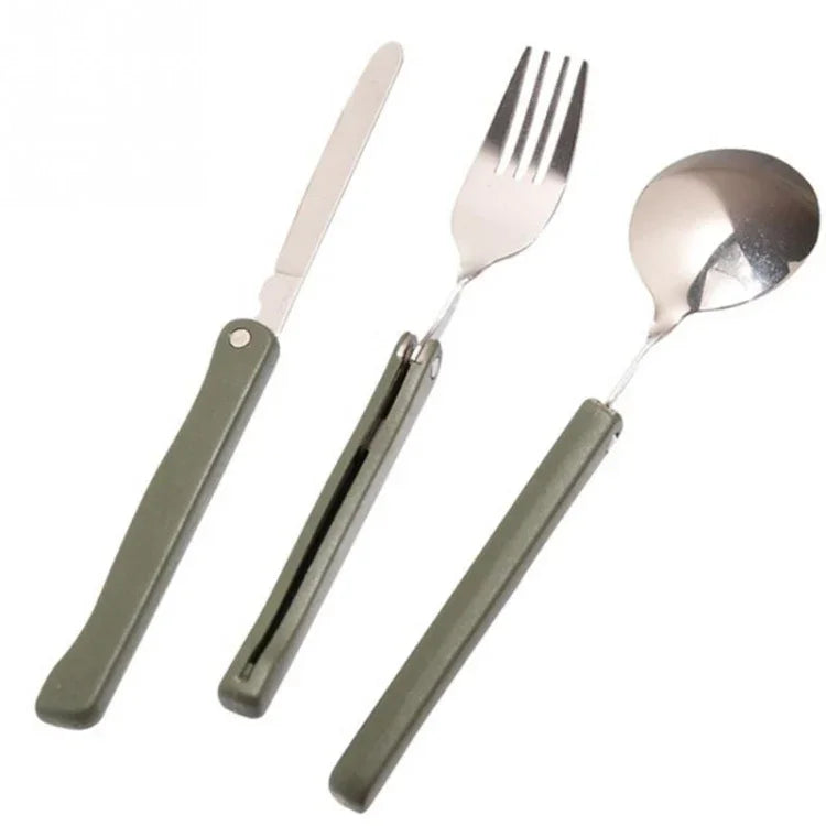 Tragbares Mini-Besteckset, Outdoor-Werkzeug, faltbares Besteckset mit Löffel, Gabel, Messern für Camping, Picknick, Edelstahl