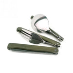 Tragbares Mini-Besteckset, Outdoor-Werkzeug, faltbares Besteckset mit Löffel, Gabel, Messern für Camping, Picknick, Edelstahl