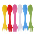 2er Set 3-in-1 Outdoor Camping Geschirr Hitzebeständiger Löffel Gabel Messer Camping Wandern Besteck (6 Stück = 1 Set), 2er Set