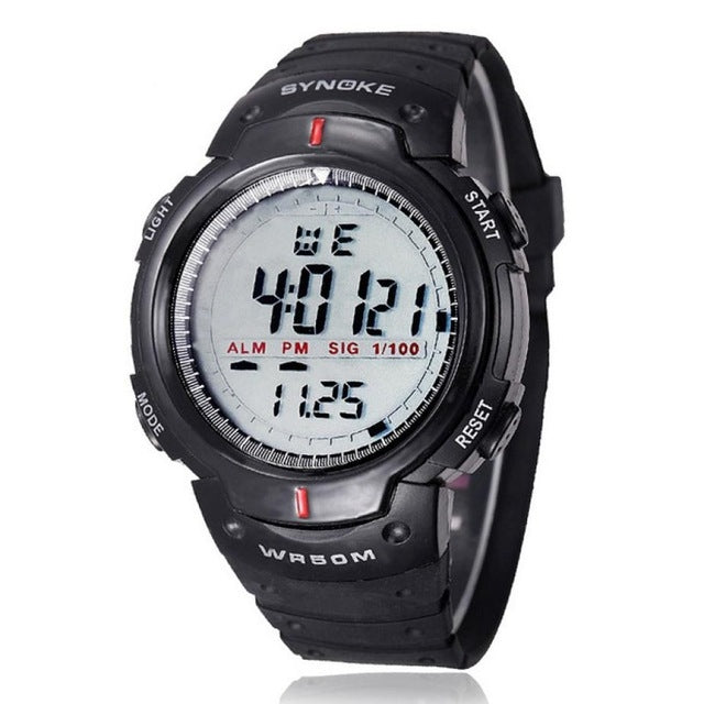 SYNOKE 61576 Life Wasserdichte LED-Sportuhr für Herren, Schwarz, Grau