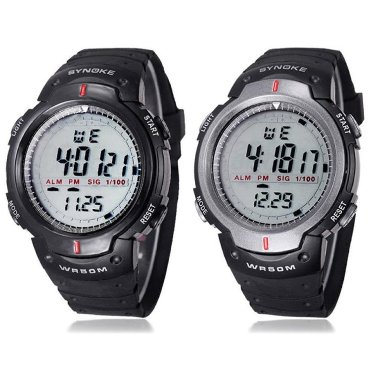 SYNOKE 61576 Life Wasserdichte LED-Sportuhr für Herren, Schwarz, Grau