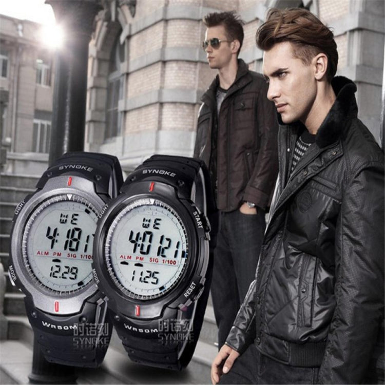 SYNOKE 61576 Life Wasserdichte LED-Sportuhr für Herren, Schwarz, Grau