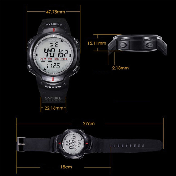 SYNOKE 61576 Life Wasserdichte LED-Sportuhr für Herren, Schwarz, Grau