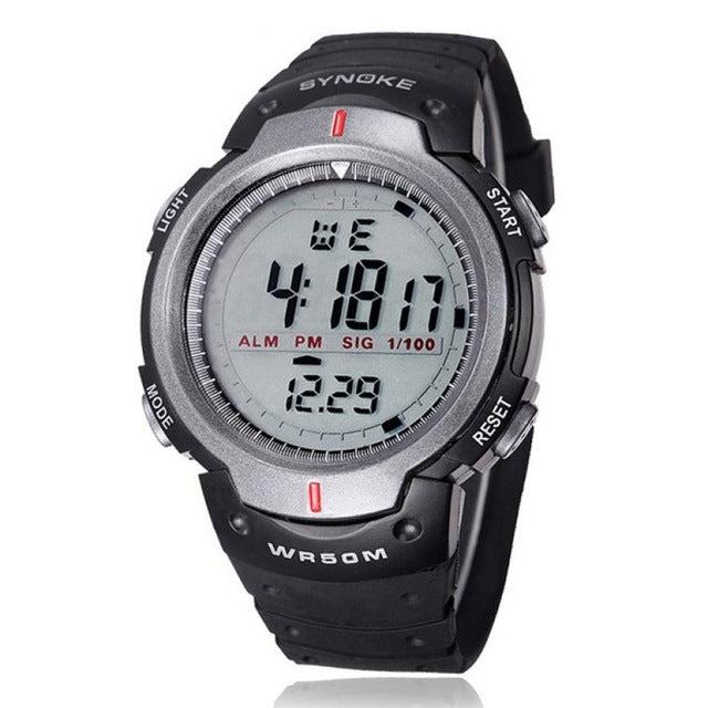 SYNOKE 61576 Life Wasserdichte LED-Sportuhr für Herren, Schwarz, Grau