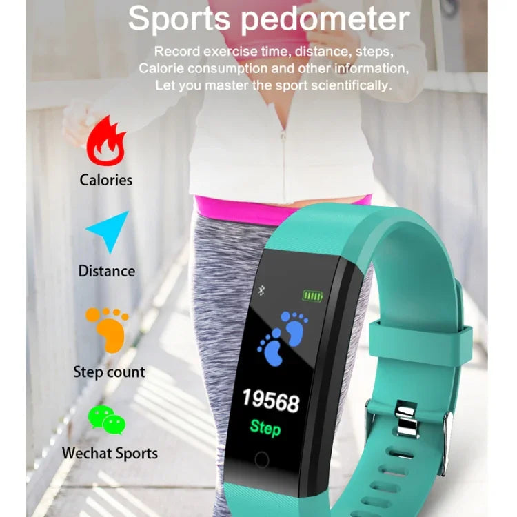 ID115 Plus Smart-Armband Fitness-Smartwatch mit Herzfrequenzmesser, Blutdruckmesser und Schrittzähler für iOS und Android, erhältlich in Schwarz, Lila, Blau, Rot und Dunkelblau