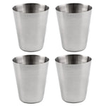 4-in-1 Outdoor Mini-Edelstahltasse Wandern Camping Reise Tragbarer Trinkwasserbecher Set Lederbecher, 30ML