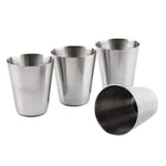 4-in-1 Outdoor Mini-Edelstahltasse Wandern Camping Reise Tragbarer Trinkwasserbecher Set Lederbecher, 30ML