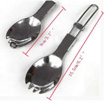 2 STK. Outdoor Camping Wandern Edelstahl Metall Gabel Löffel Essbesteck Grill Picknick Klappspork