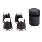 4-in-1 70ml Outdoor Camping Geschirr Reisebecher-Set Picknickzubehör Edelstahl Wein Bierbecher Whiskybecher PU-Leder