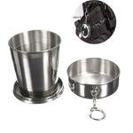 Edelstahl-Faltbecher für Camping, Reisen, Outdoor, Wandern, tragbarer zusammenklappbarer Becher, S 60 ml, M 150 ml, L 250 ml